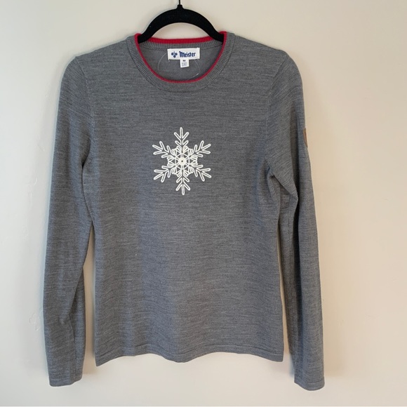 Meister Noel Snowflake Crew Neck Sweater Twig Gray NWT - Picture 3 of 16